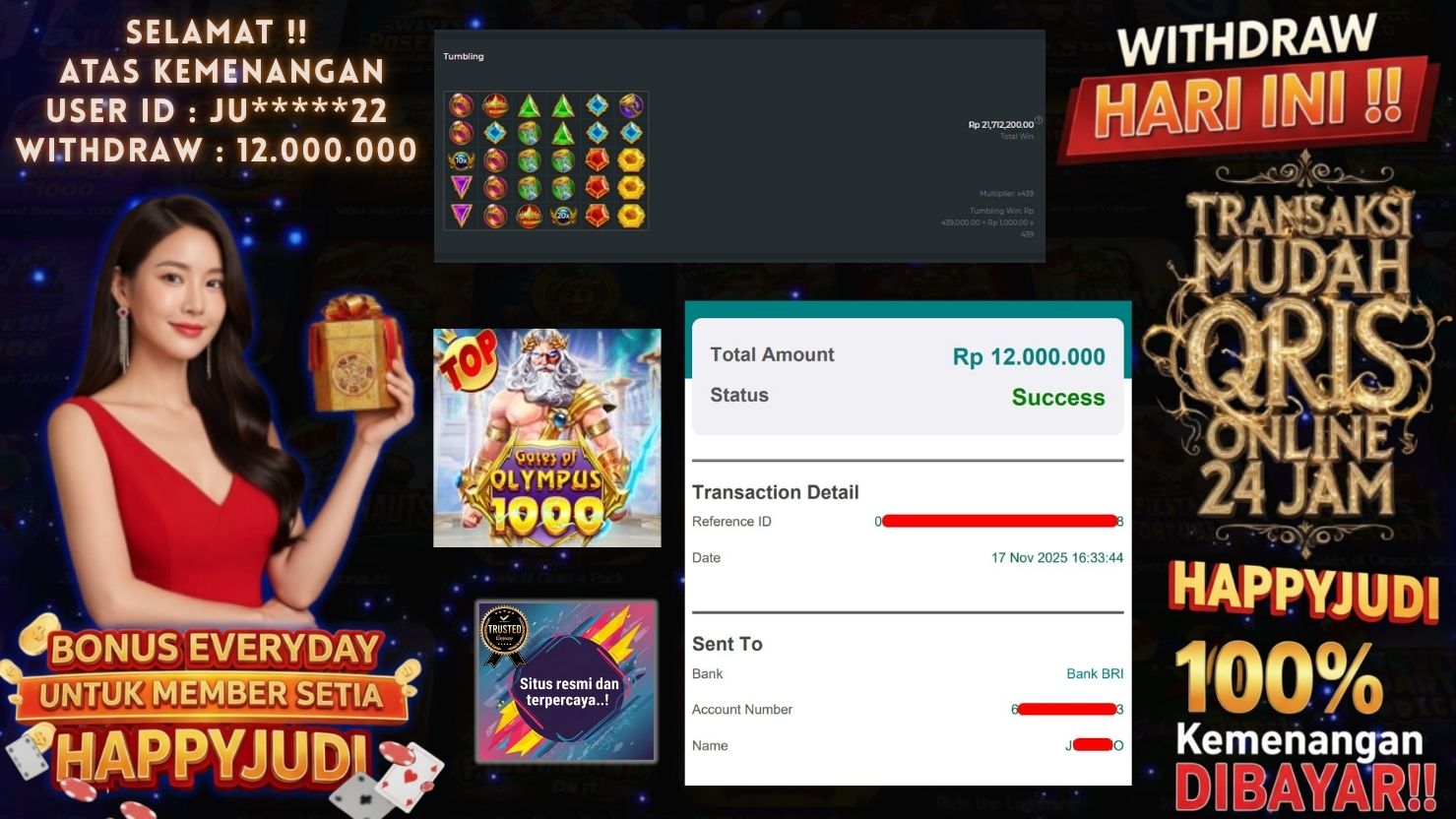 HAPPYJUDI JACKPOT SLOT GATES OF OLYMPUS 1000